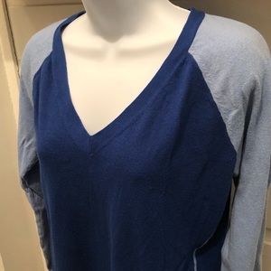 GAP blue color block v-neck sweater